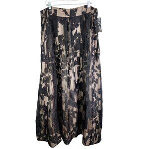 Womens Sangria Beige & Black Floral Overlay Maxi Skirt A Line Rayon Blend 16